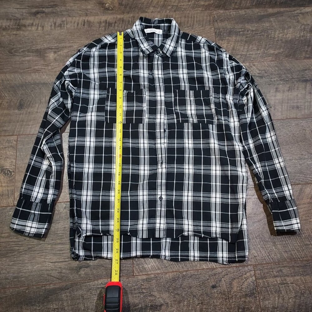 Abercrombie Fitch Women XS Black  White Plaid Long Sleeve Button Shirt Western - Picture 6 of 9